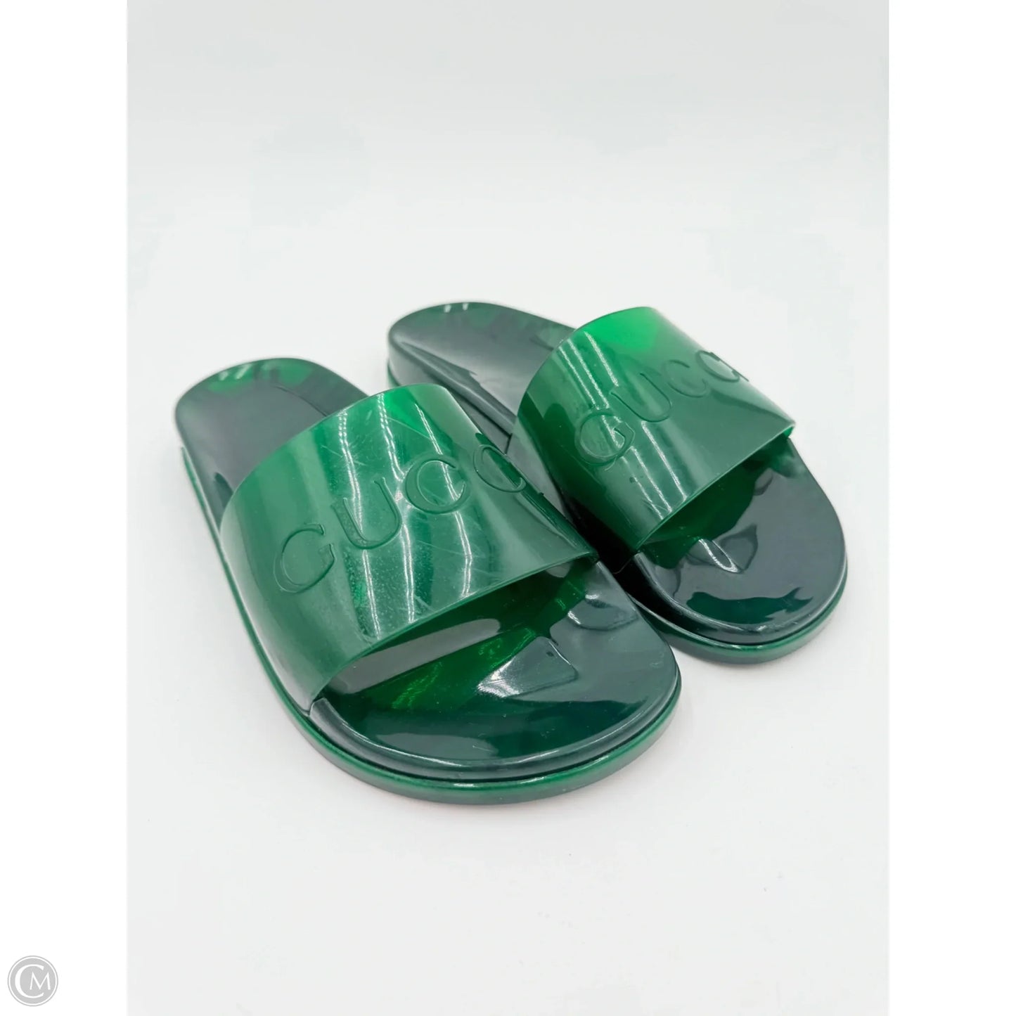Sandals Luxury Designer By Gucci In Green, Size: 8.5
