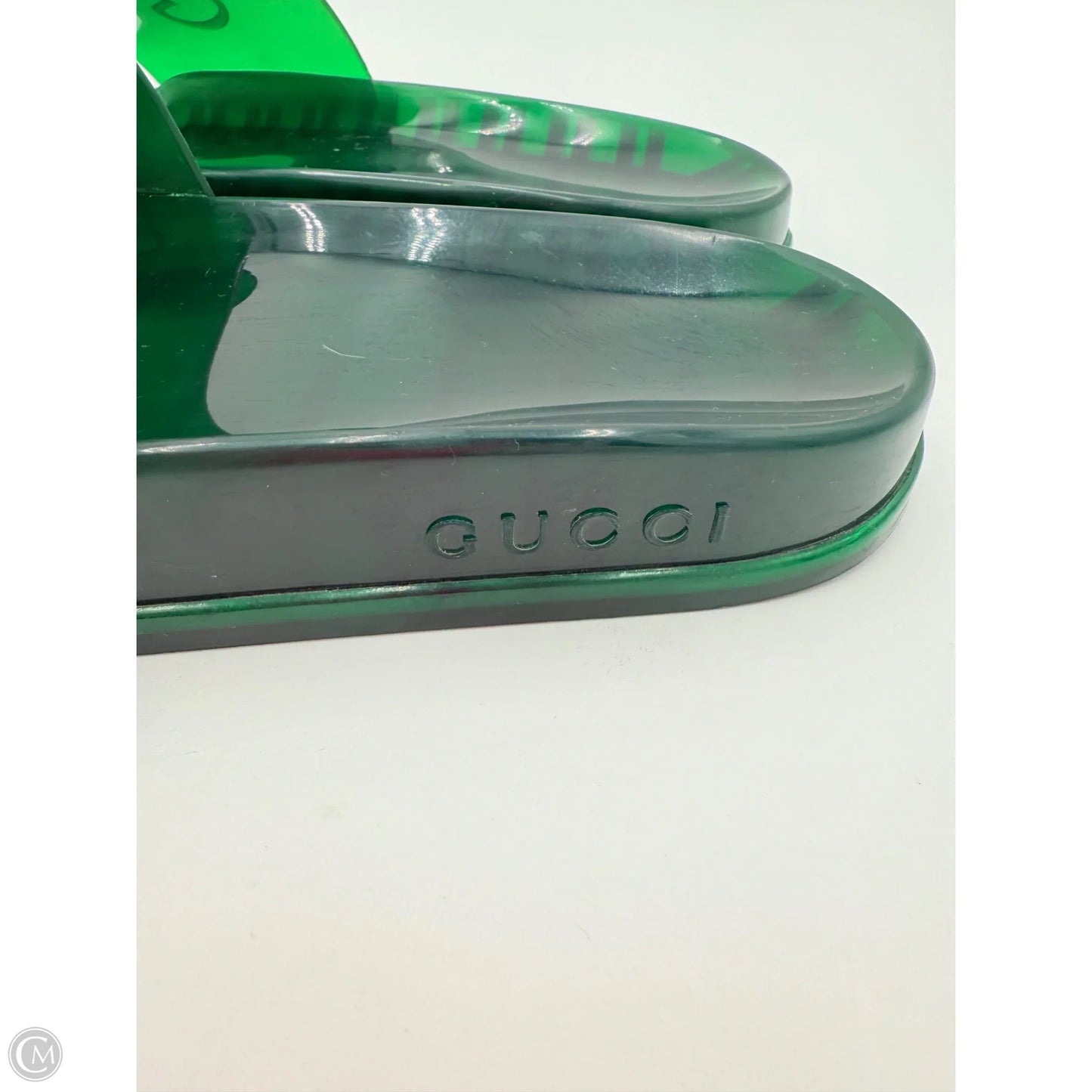 Sandals Luxury Designer By Gucci In Green, Size: 8.5