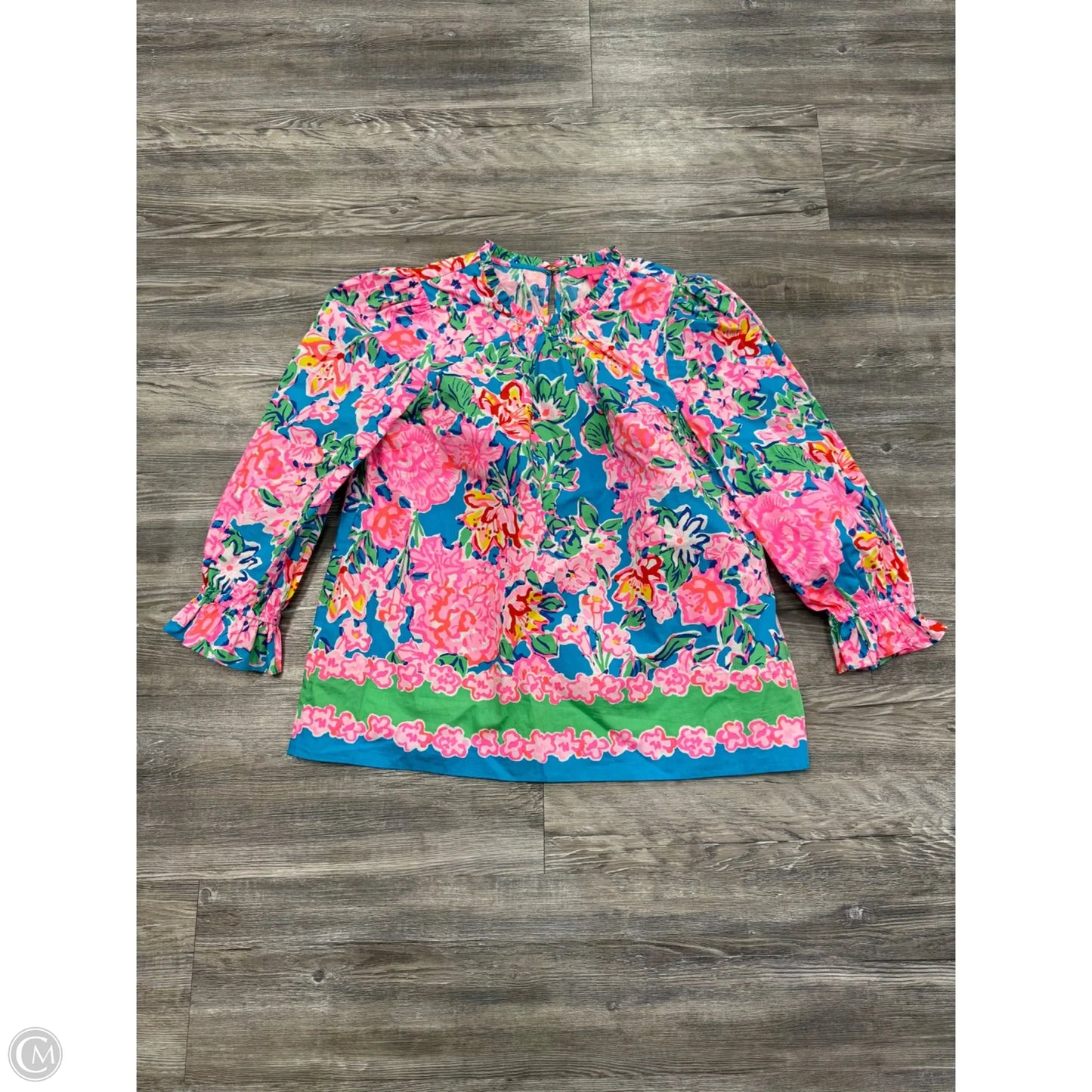 Top Long Sleeve Designer By Lilly Pulitzer In Blue & Pink, Size: Xs