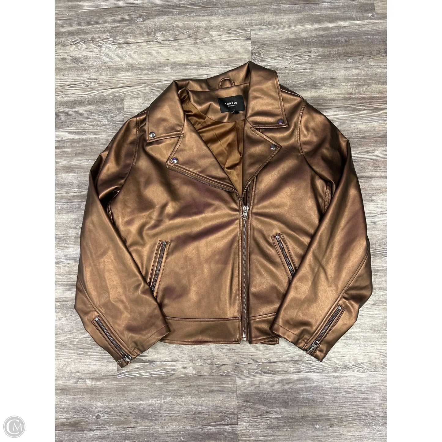 Jacket Moto By Torrid In Brown, Size: 4x