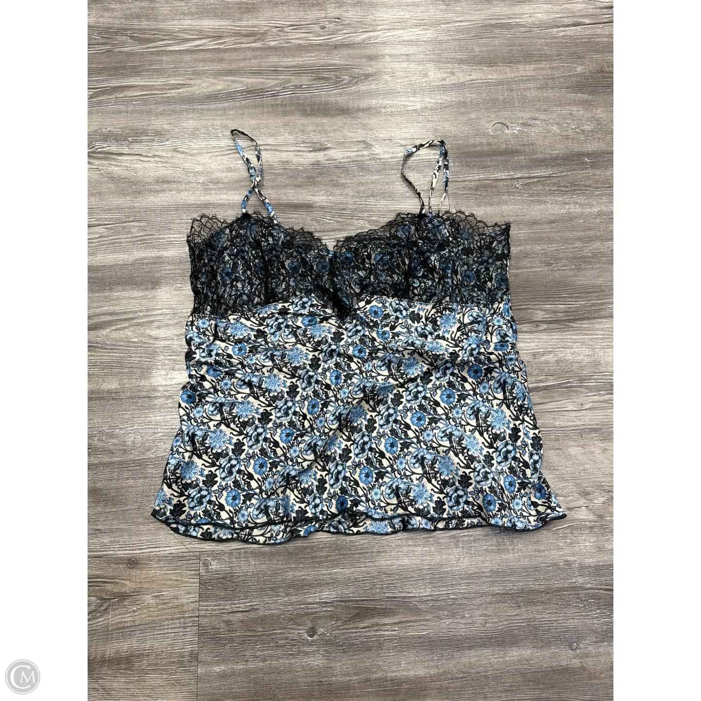 Top Sleeveless Designer By Sandro In Black & Blue, Size: M