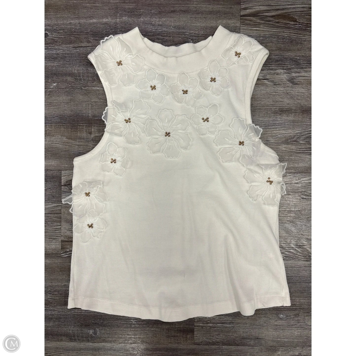 Top Sleeveless By Anthropologie In White, Size: L