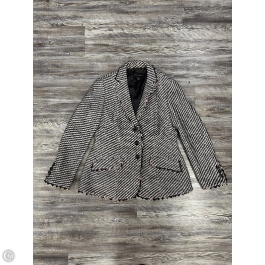 Blazer Designer By Rena Lange In Grey & Pink, Size: L