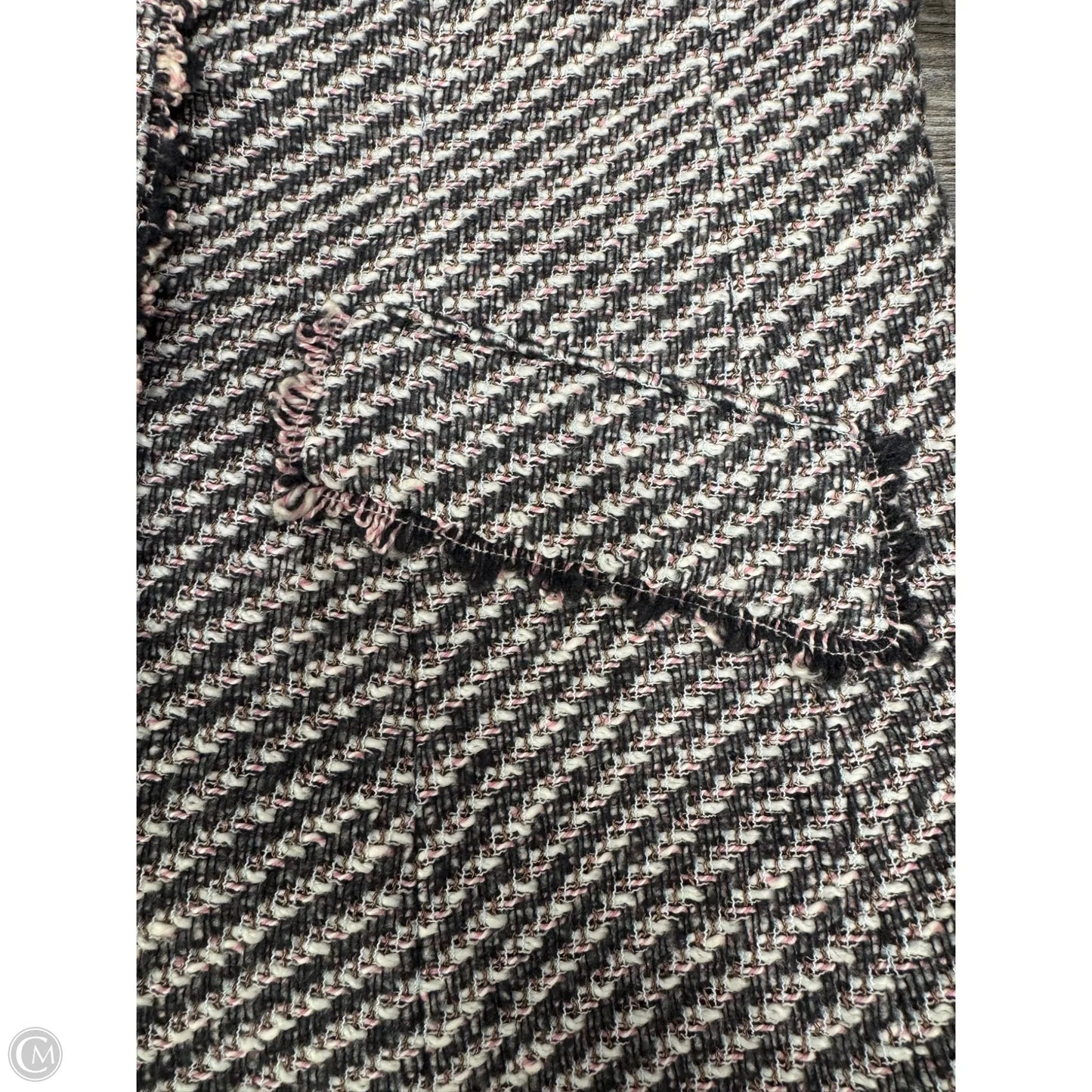 Blazer Designer By Rena Lange In Grey & Pink, Size: L