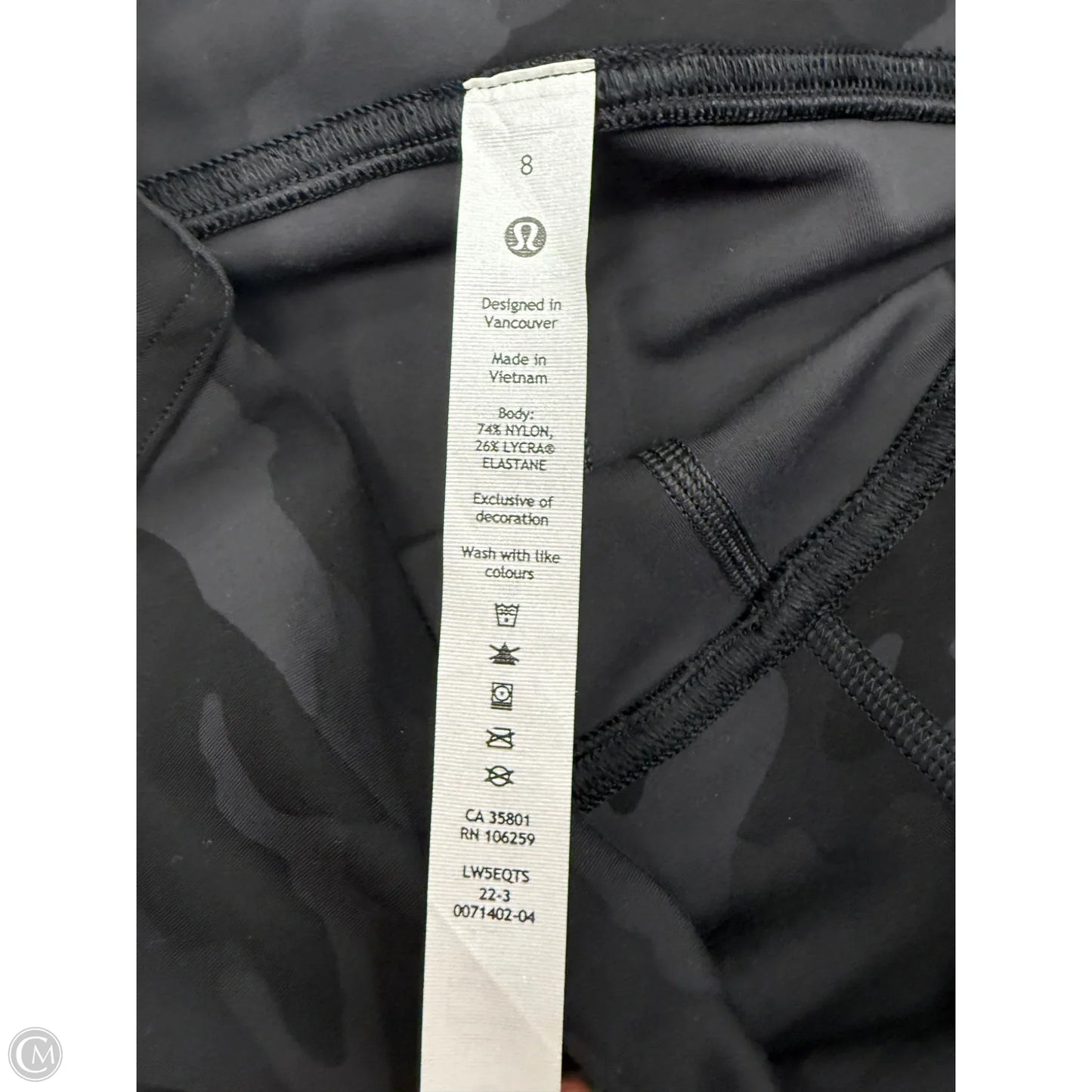 Athletic Leggings By Lululemon In Camouflage Print, Size: 8