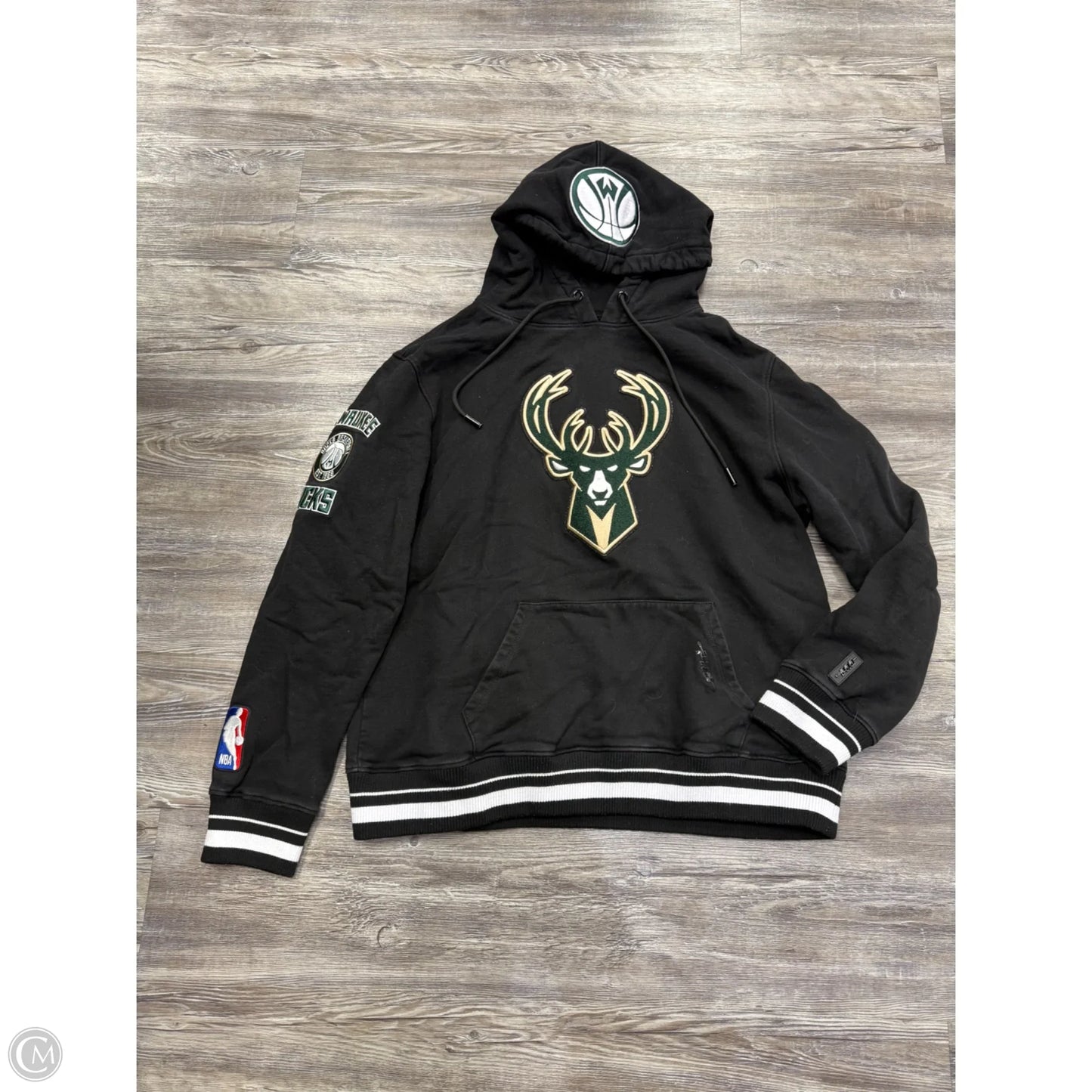 Athletic Sweatshirt Hoodie By Pro Standard In Black & Green, Size: 2x