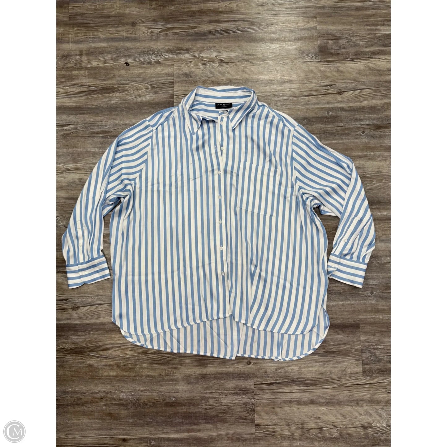 Top Long Sleeve By Lane Bryant In Blue & White, Size: 4x