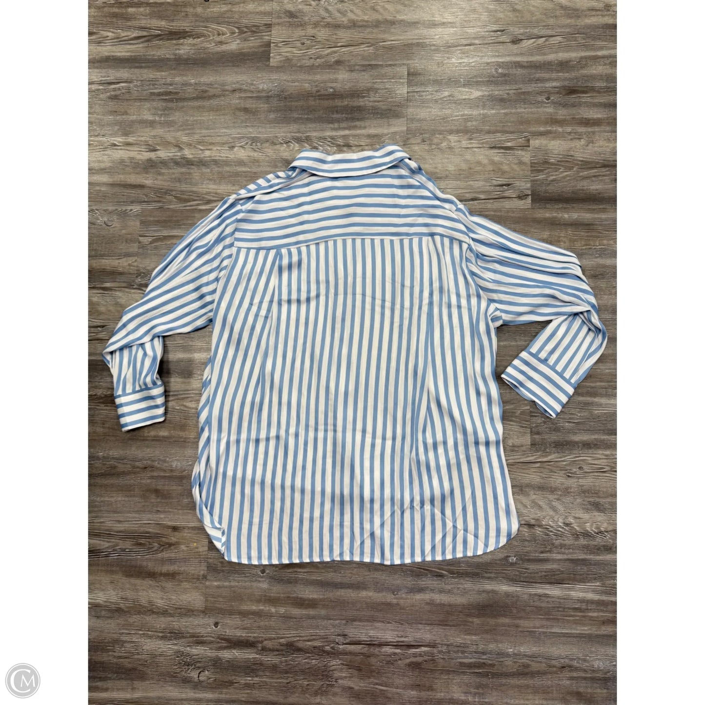 Top Long Sleeve By Lane Bryant In Blue & White, Size: 4x