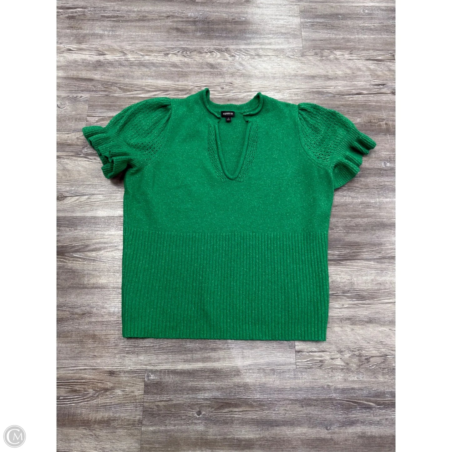 Sweater Short Sleeve By Torrid In Green, Size: 1x