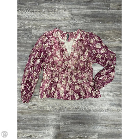 Top Long Sleeve By Anthropologie In Gold & Purple, Size: 1x