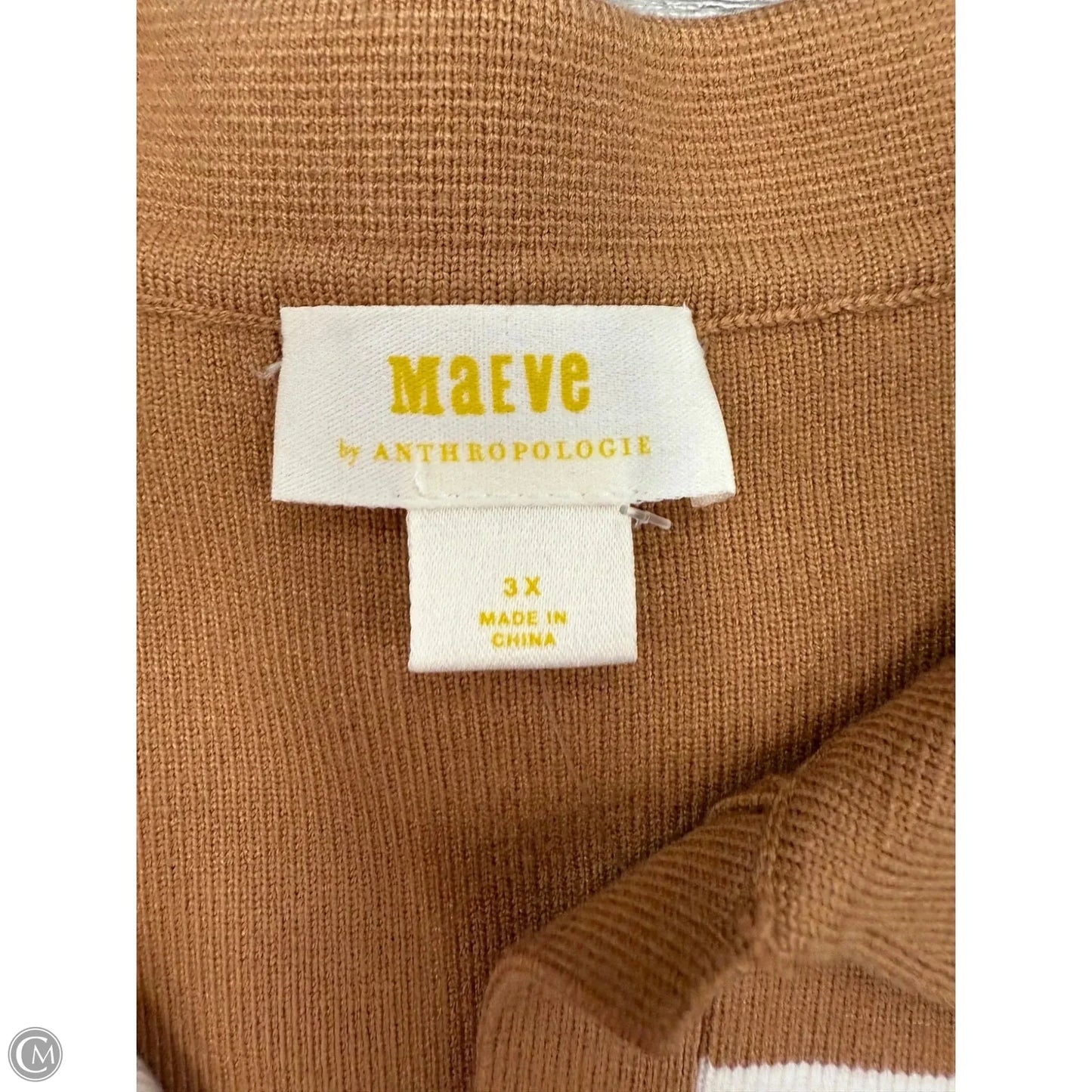 Sweater By Maeve In Tan & White, Size: 3x