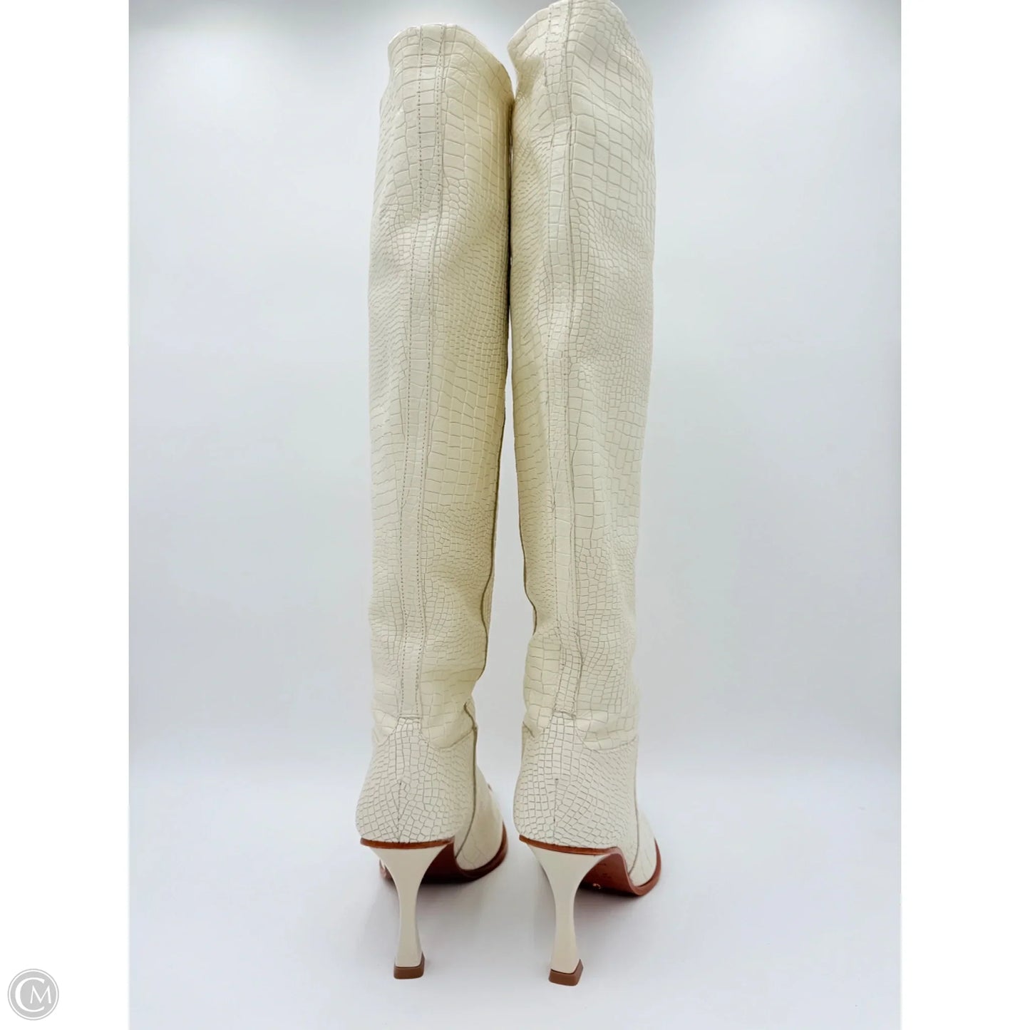 Boots Knee Heels By Vicenza In Cream, Size: 10
