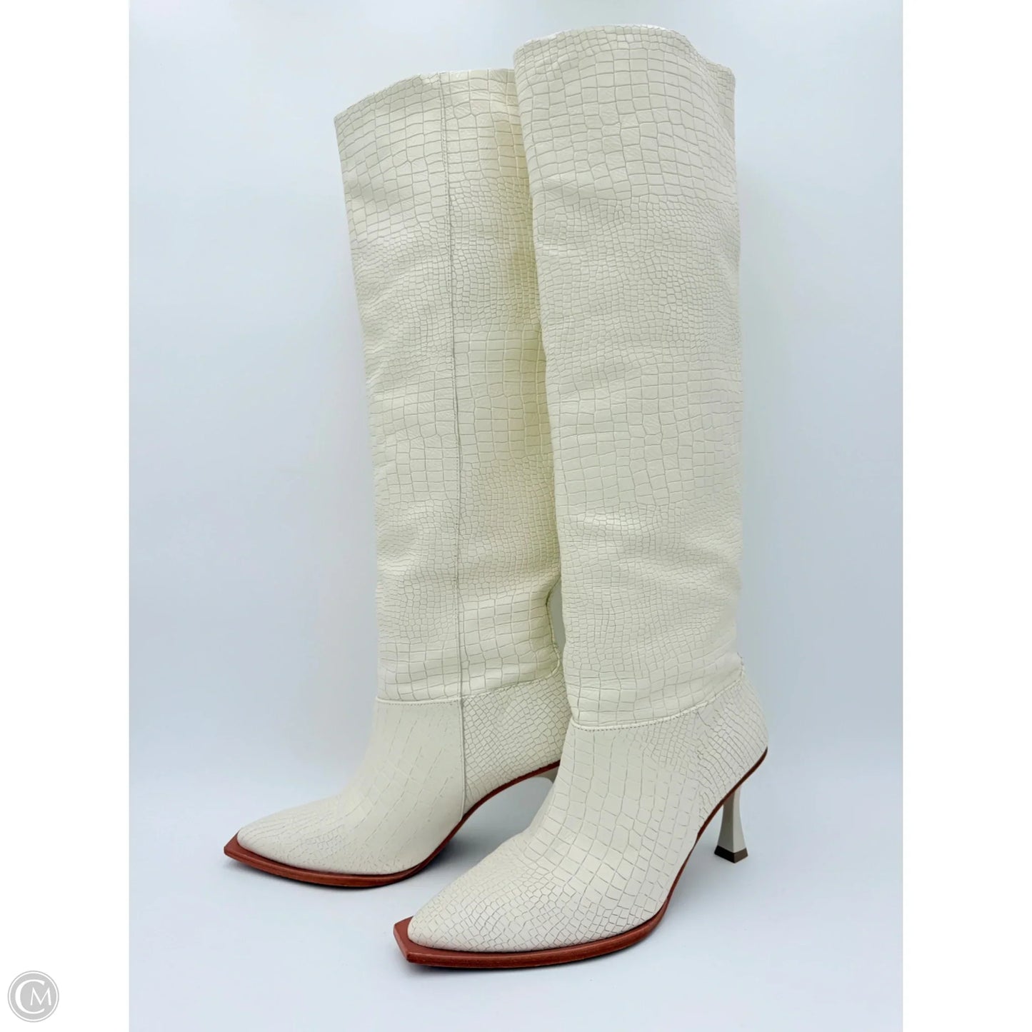 Boots Knee Heels By Vicenza In Cream, Size: 10