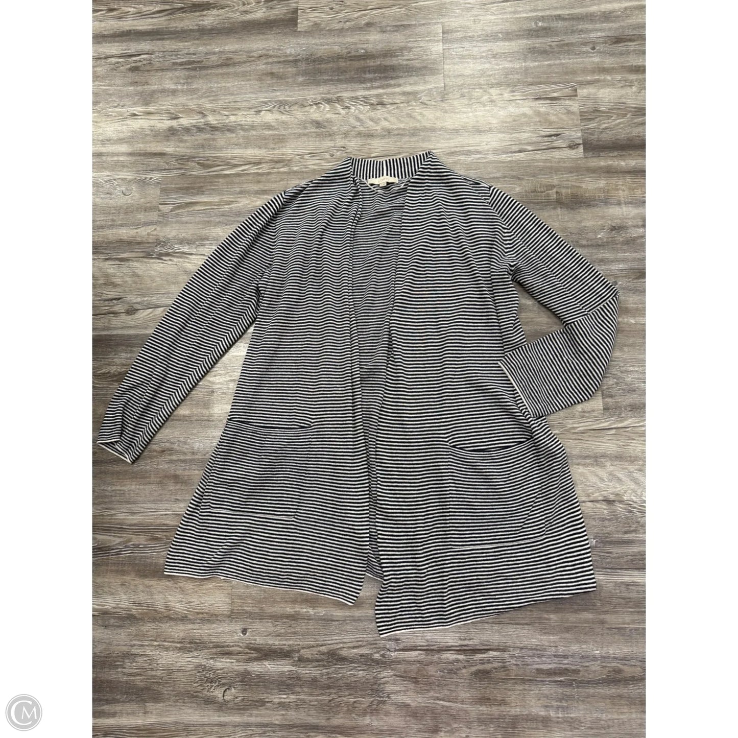 Sweater Cardigan By Loft In Blue & White, Size: Xl