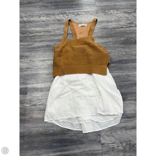 Top Sleeveless By Anthropologie In Tan & White, Size: S