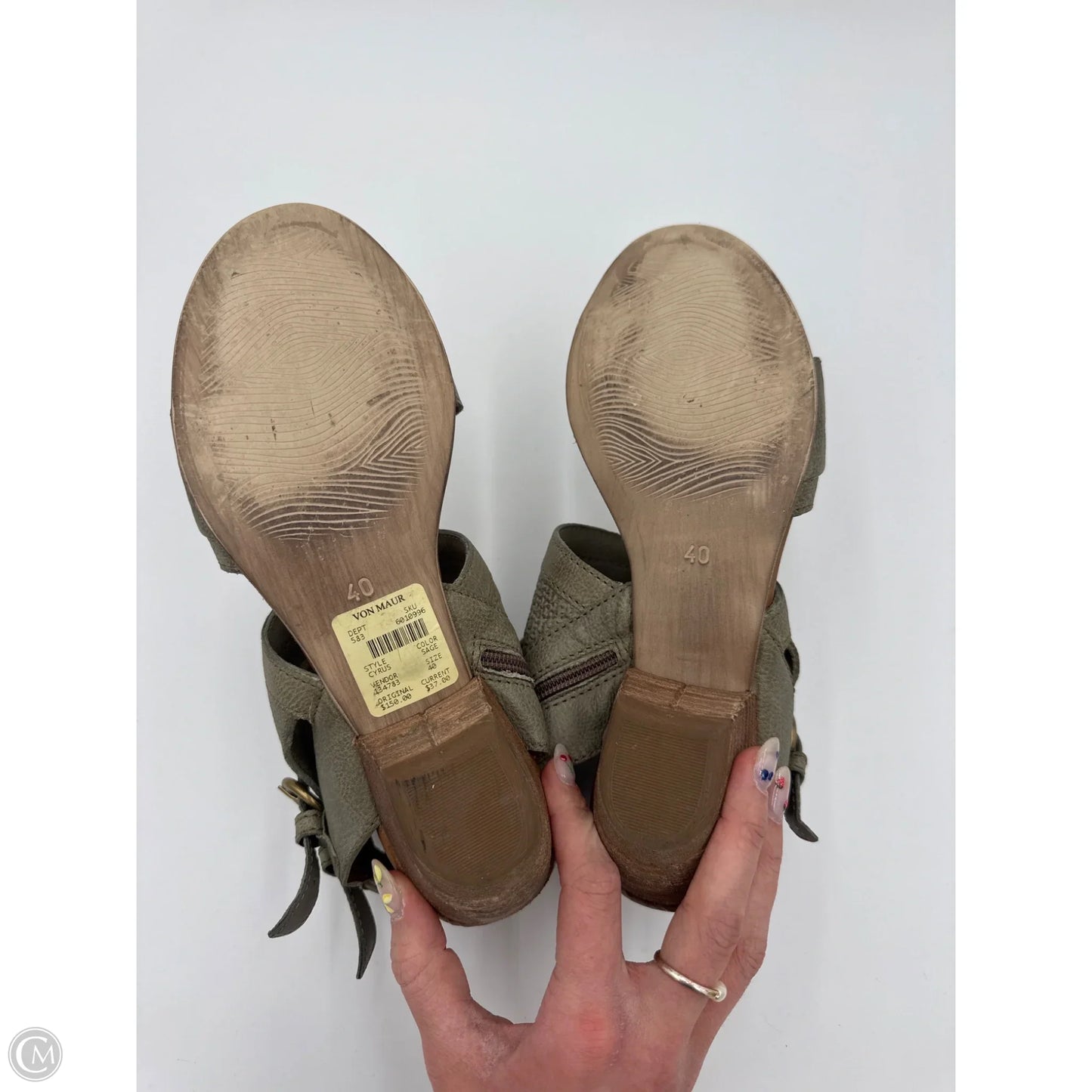 Sandals Heels Block By Miz Mooz In Green, Size: 9