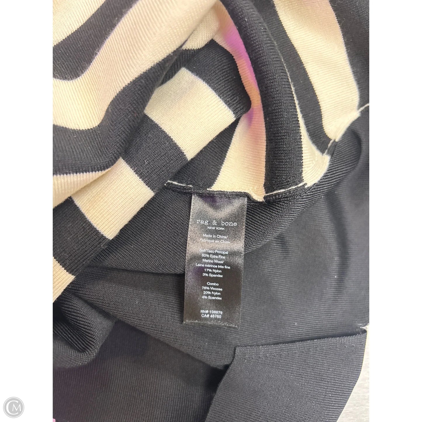 Sweater Designer By Rag And Bone In Black & Cream, Size: S