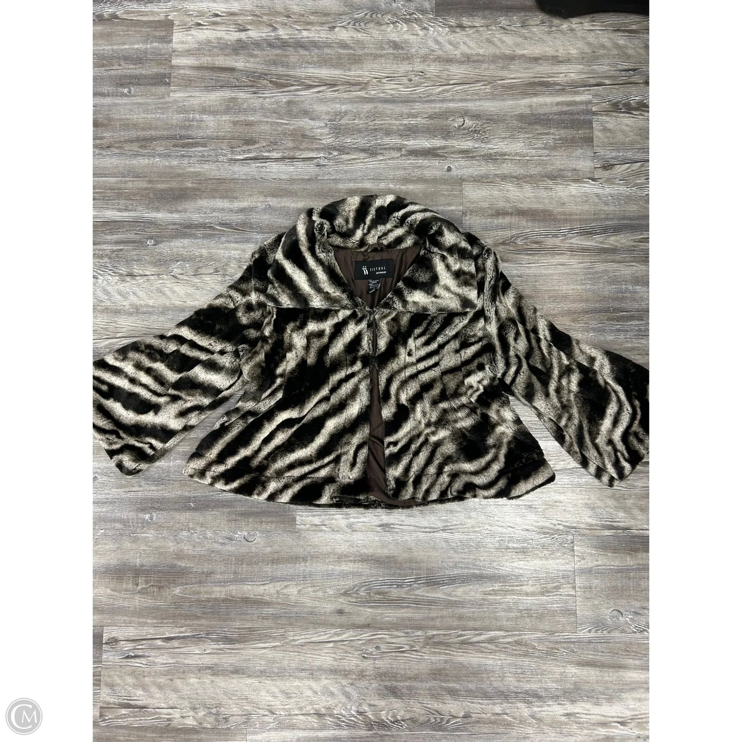 Jacket Faux Fur & Sherpa By Sisters In Black & Brown, Size: L