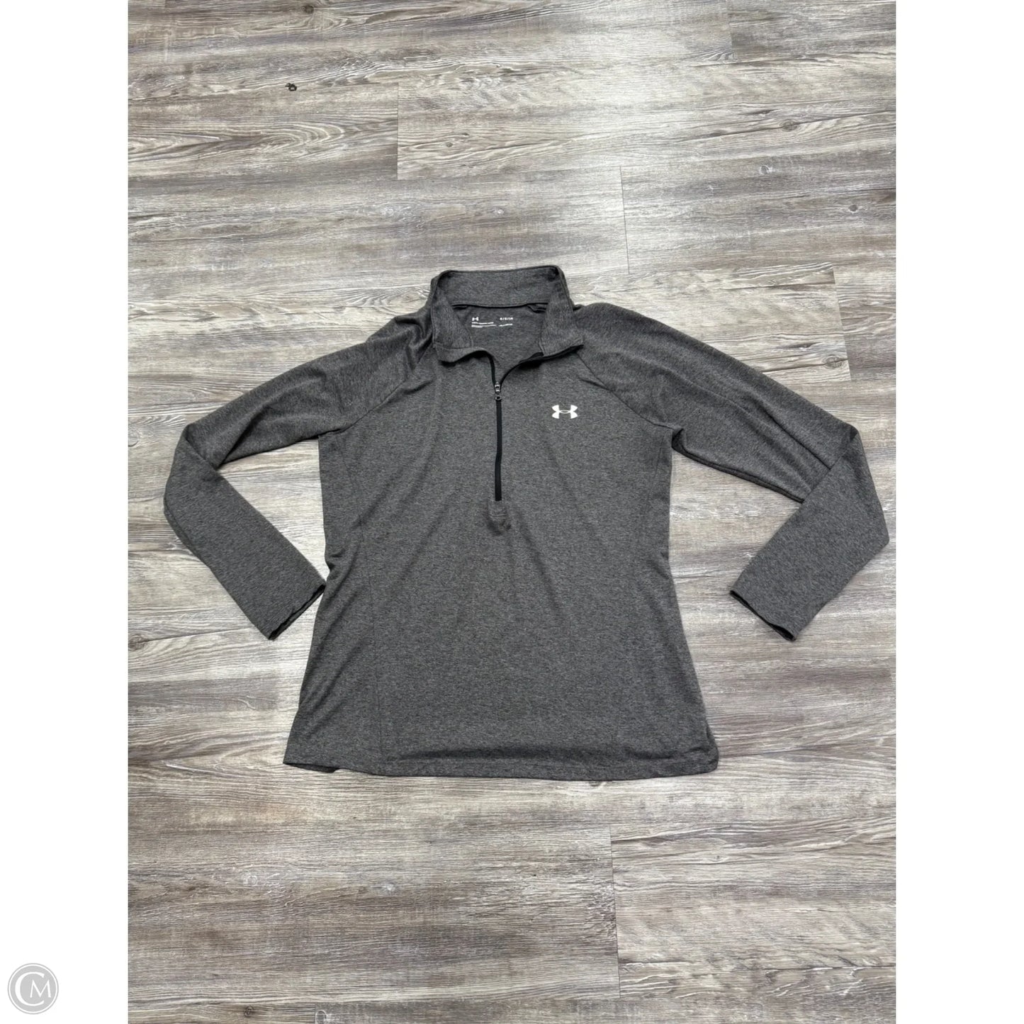 Athletic Top Long Sleeve Collar By Under Armour In Grey, Size: L