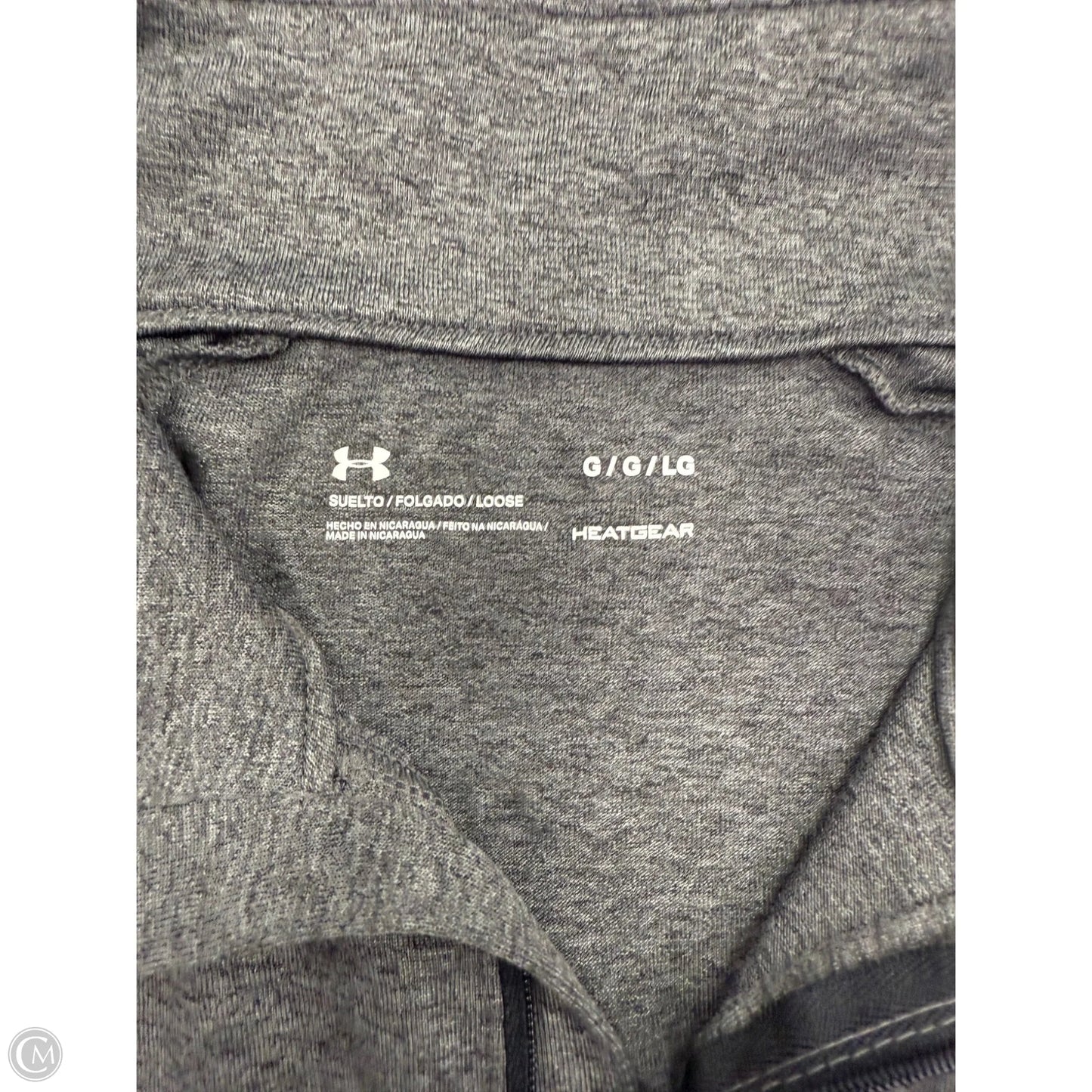 Athletic Top Long Sleeve Collar By Under Armour In Grey, Size: L