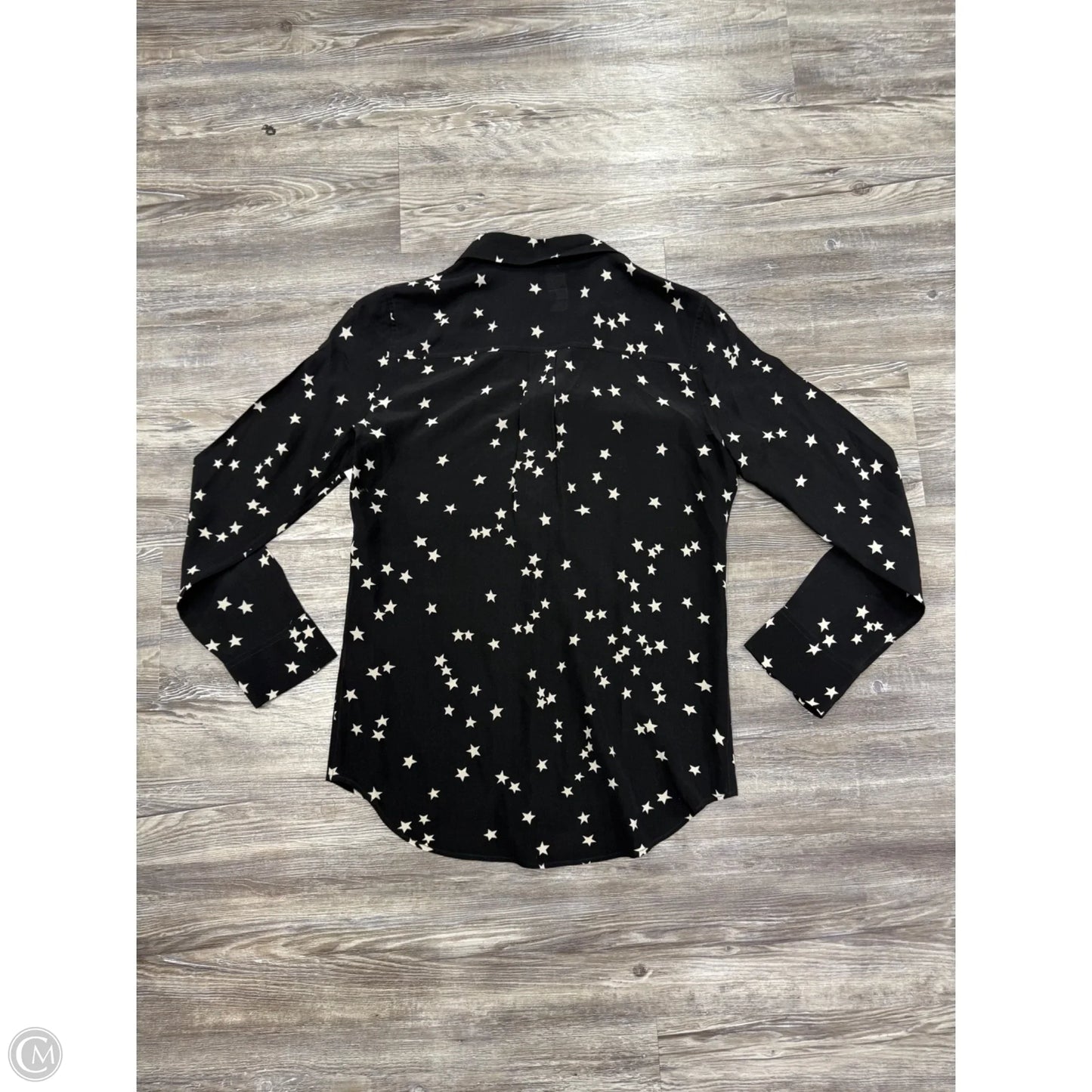Top Long Sleeve By Equipment In Black & White, Size: Xs