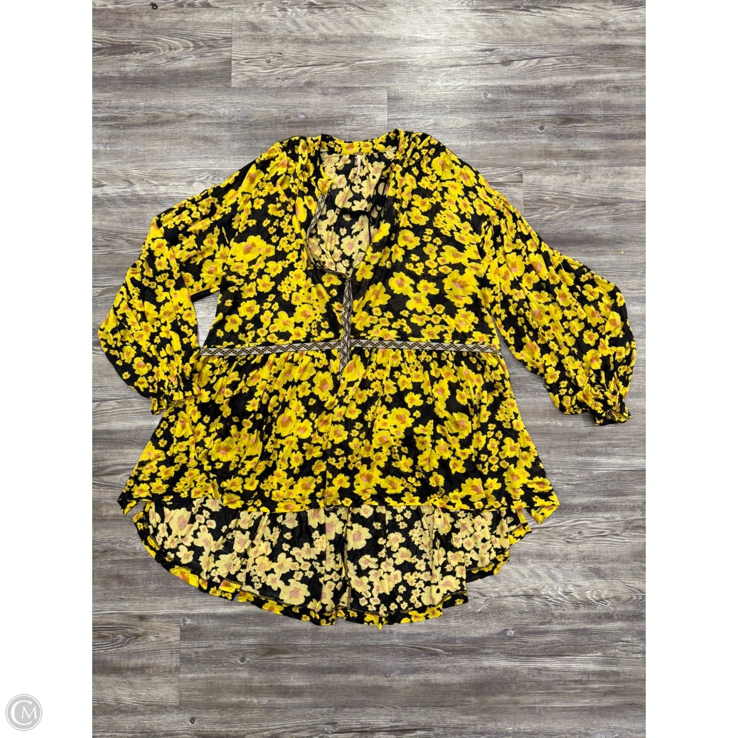 Dress Casual Short By Free People In Black & Yellow, Size: M