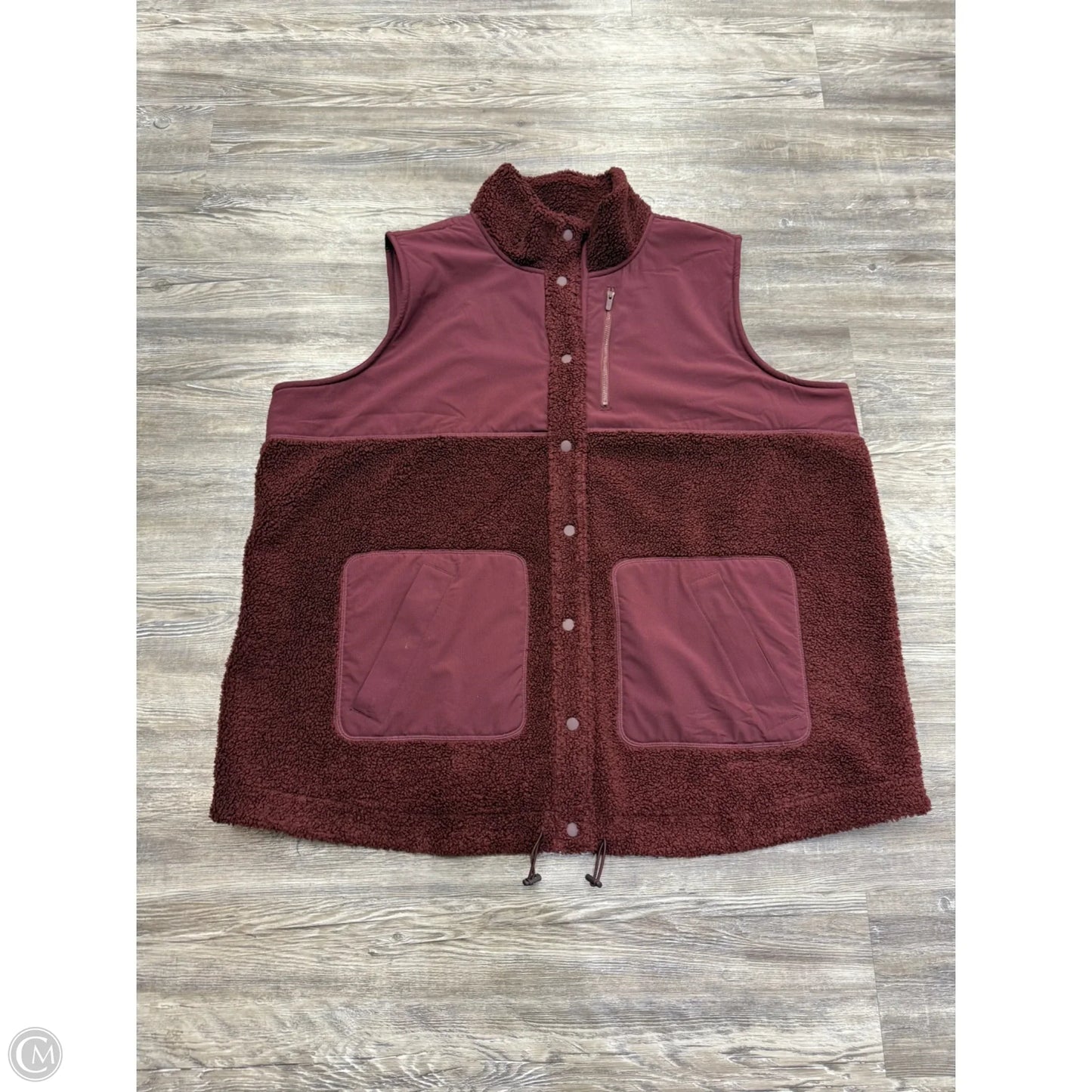 Vest Faux Fur & Sherpa By Flx In Maroon, Size: 3x