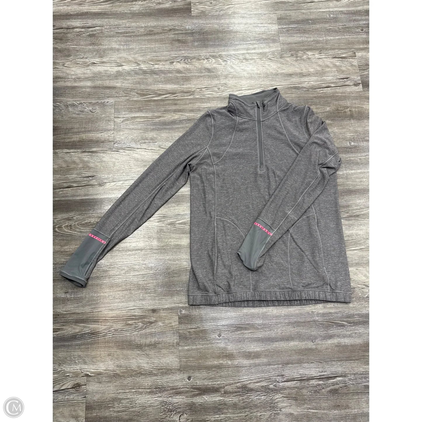 Athletic Top Long Sleeve Collar By Lululemon In Grey & Pink, Size: 12