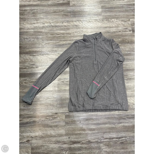 Athletic Top Long Sleeve Collar By Lululemon In Grey & Pink, Size: 12