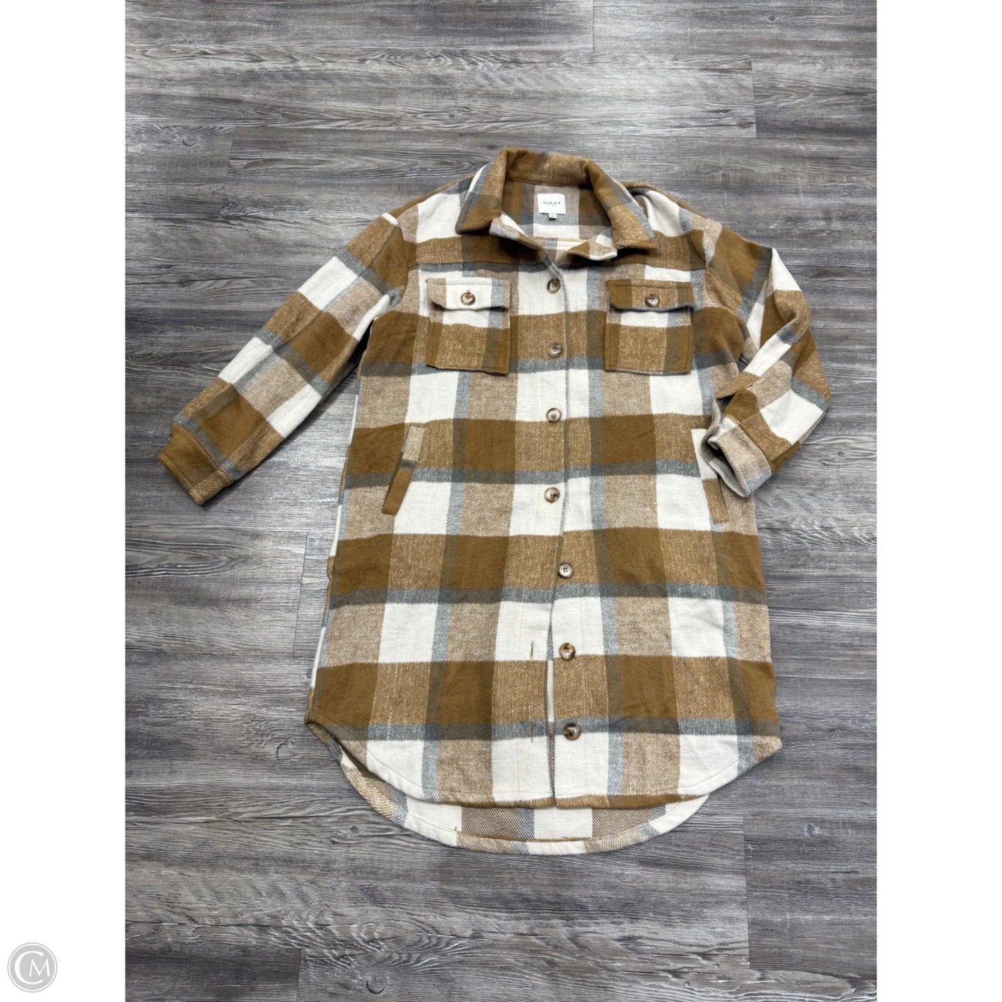 Jacket Shirt By Gilli In Plaid Pattern, Size: M