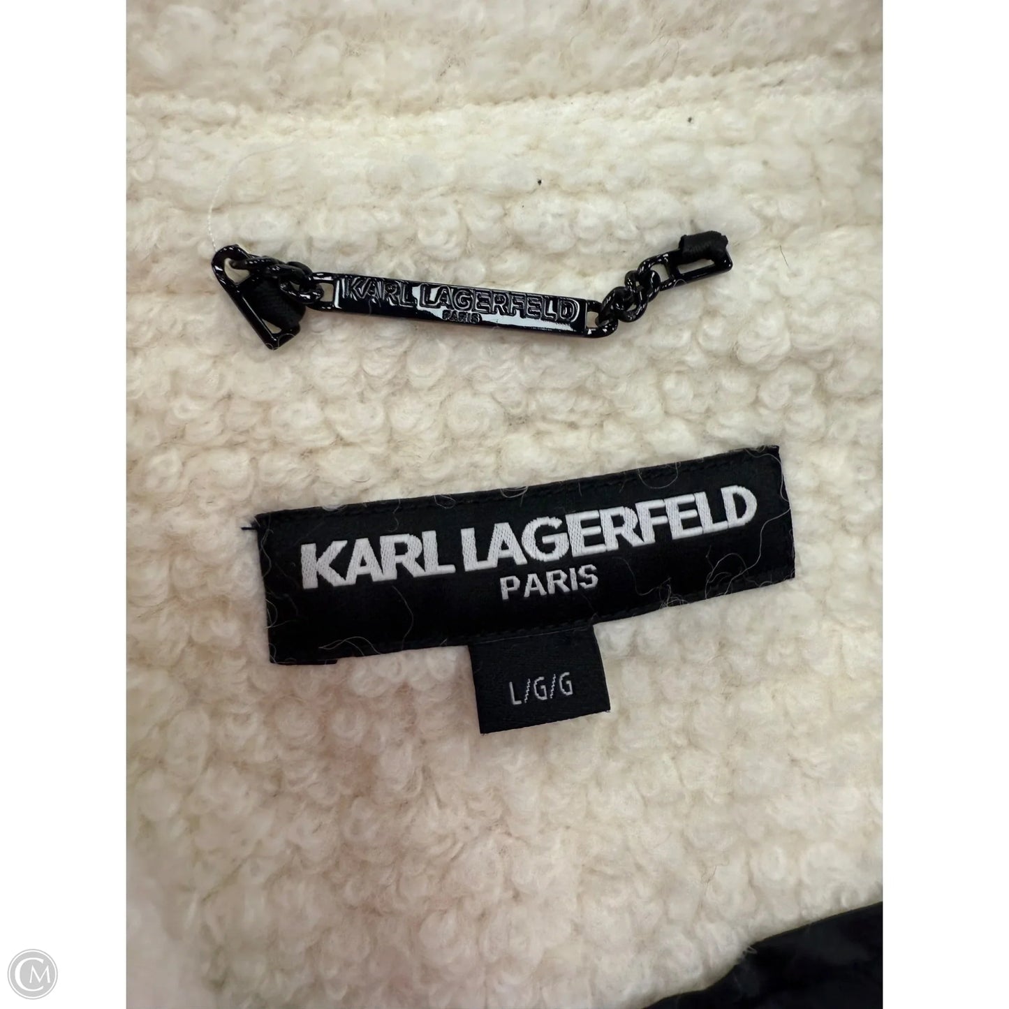 Coat Designer By Karl Lagerfeld In Cream, Size: L
