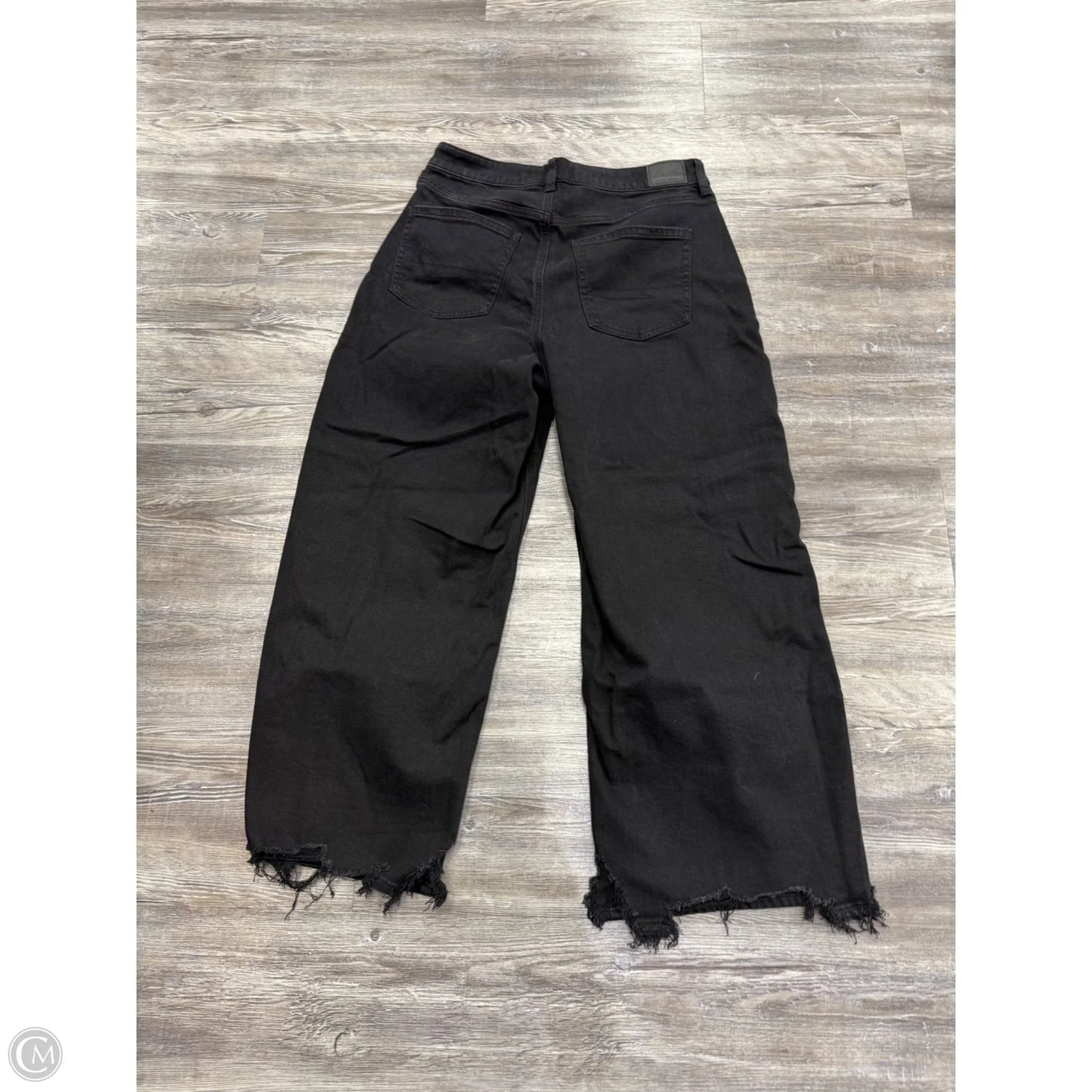 Jeans Wide Leg By American Eagle In Black Denim, Size: 10