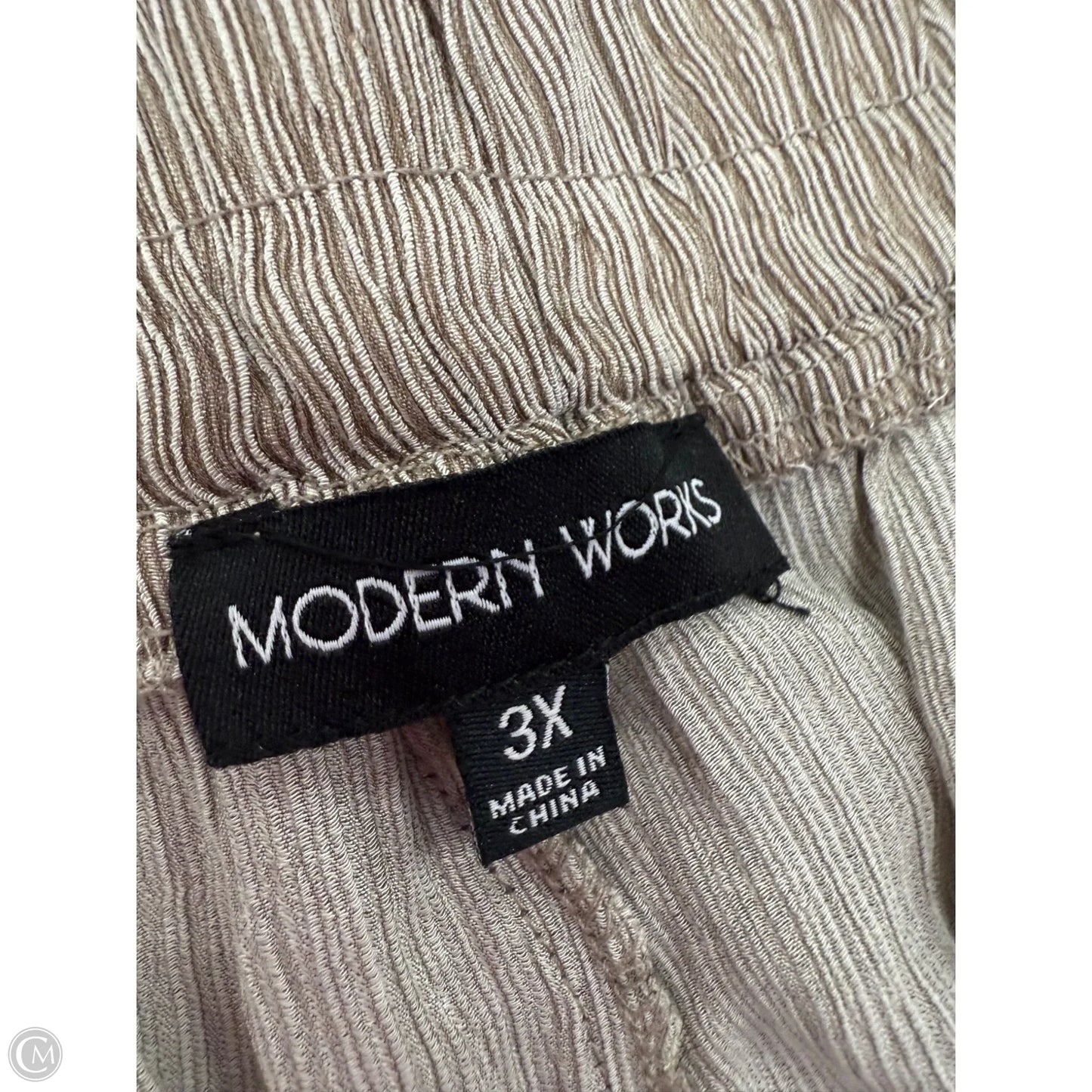 Pants Wide Leg By Modern Works In Brown & Cream, Size: 3x