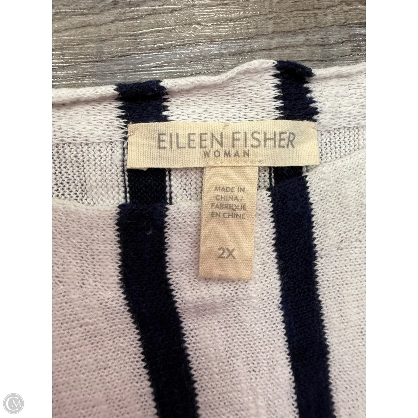 Sweater By Eileen Fisher In Blue & Cream, Size: 2x