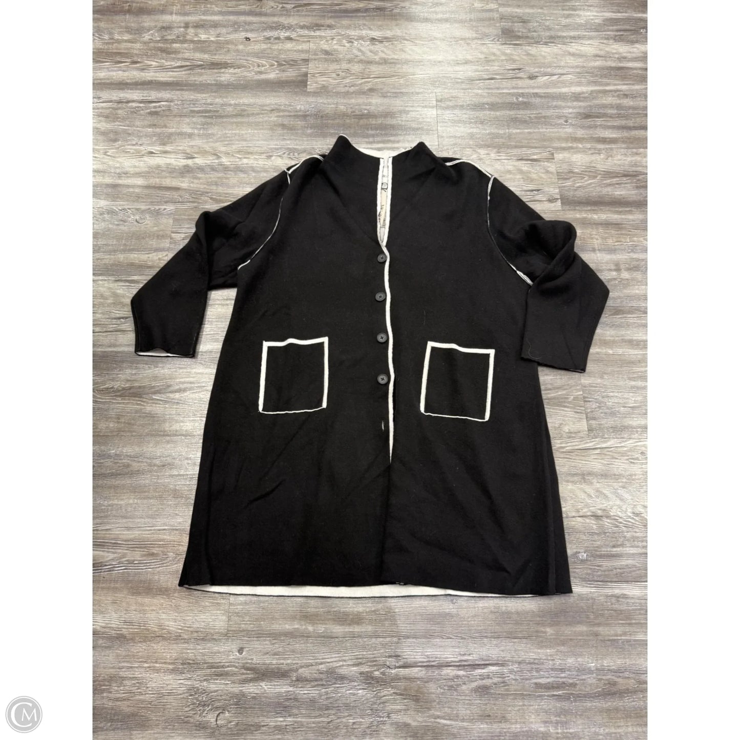 Sweater Cardigan By Nic + Zoe In Black & Cream, Size: 2x