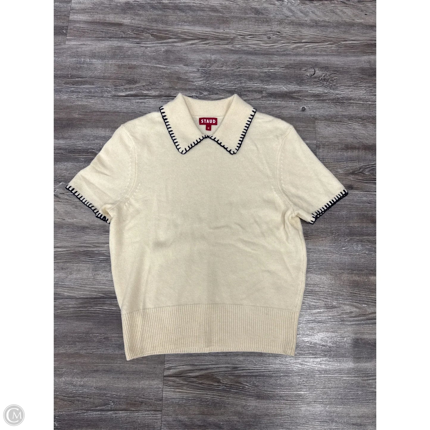Sweater Short Sleeve By Staud In Black & Cream, Size: M