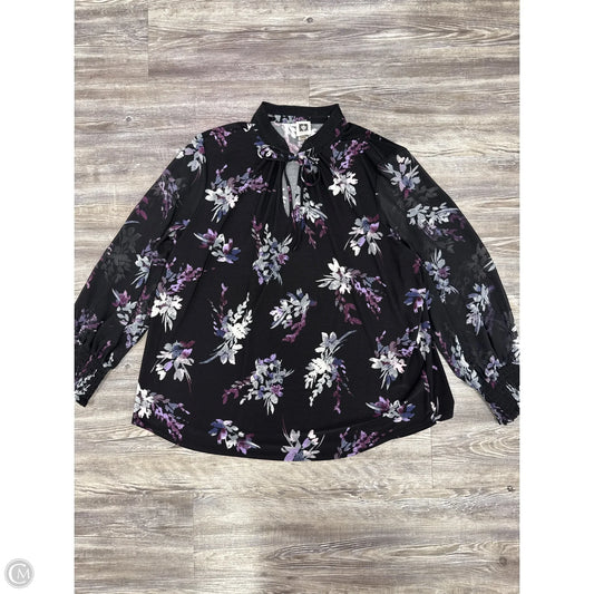 Top Long Sleeve By Anne Klein In Black & Purple, Size: 2x