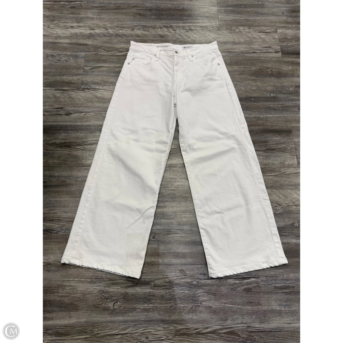Jeans Wide Leg By Ag Jeans In White Denim, Size: 6