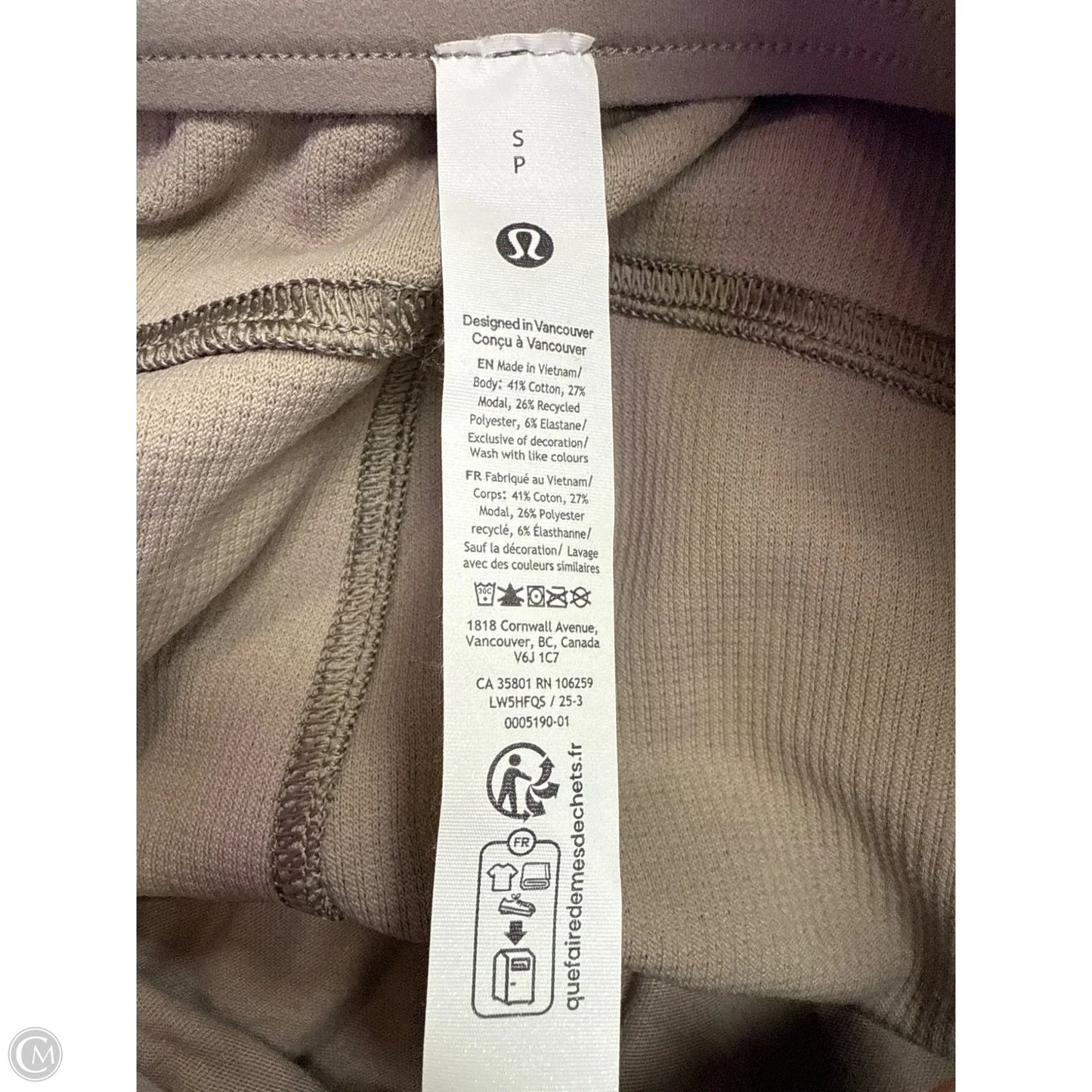 Athletic Pants By Lululemon In Brown, Size: S