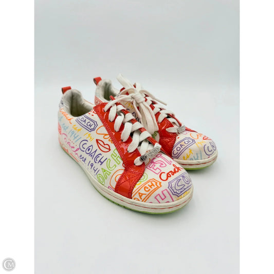 Shoes Designer By Coach In Orange & Purple, Size: 7.5