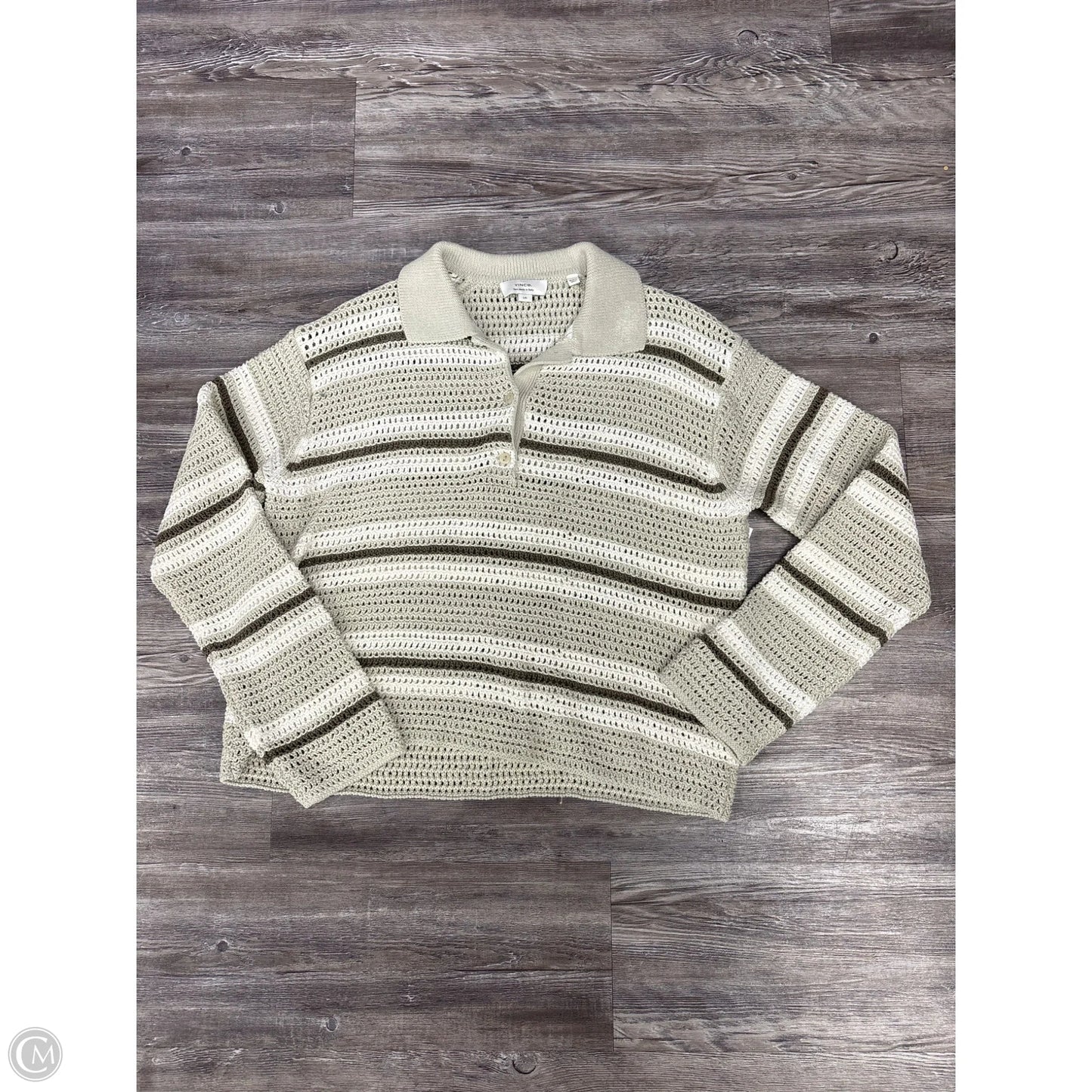 Sweater By Vince In Green & Tan, Size: L