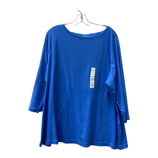 Top 3/4 Sleeve Basic By Croft And Barrow In Blue, Size:2X