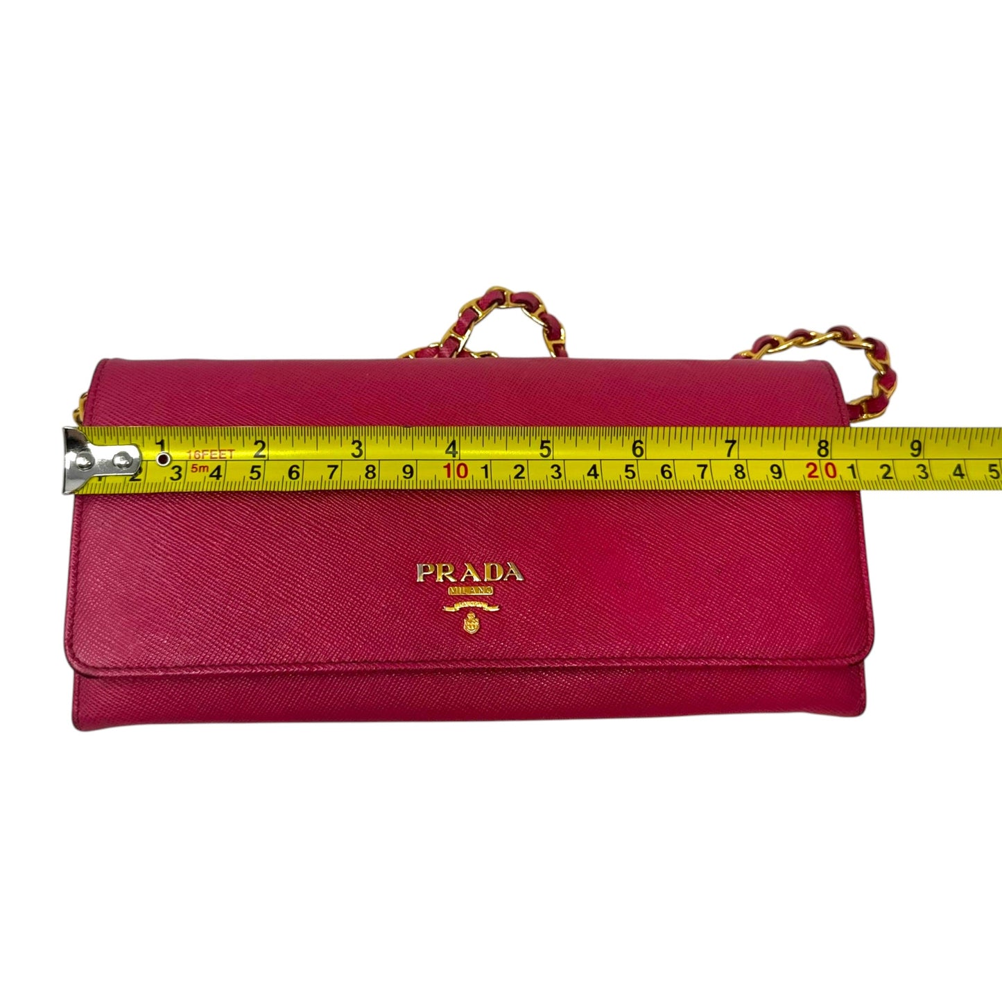AS IS Saffiano Wallet On A Chain Crossbody Luxury Designer By Prada, Size: Small