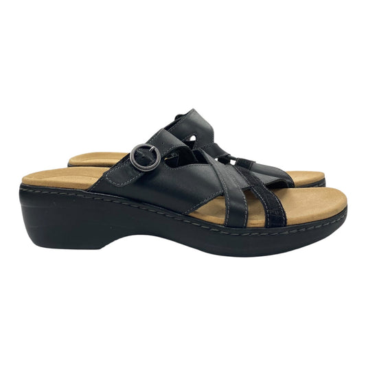 Sandals Heels Wedge By Clarks In Black, Size:9