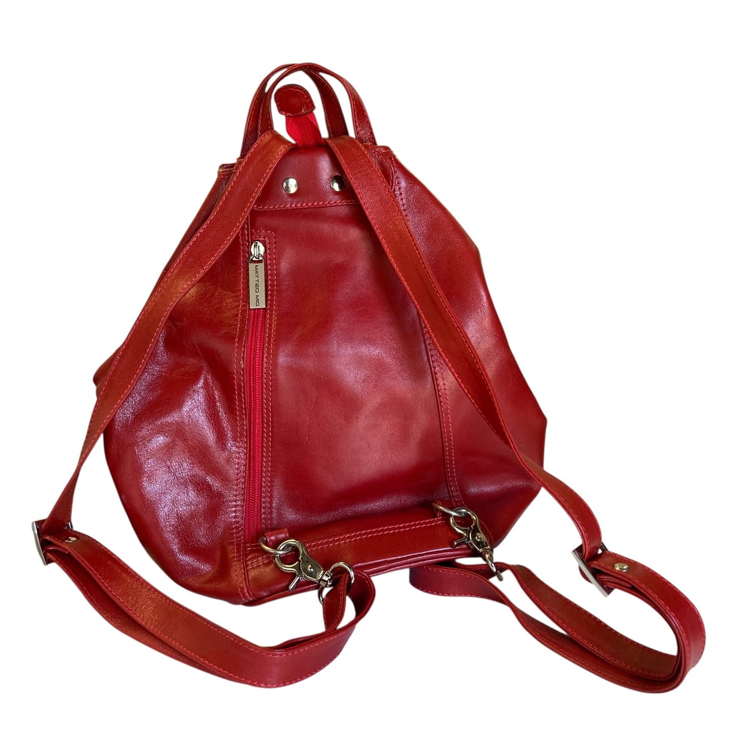 Backpack Leather By Matteo Mio In Red, Size:Small