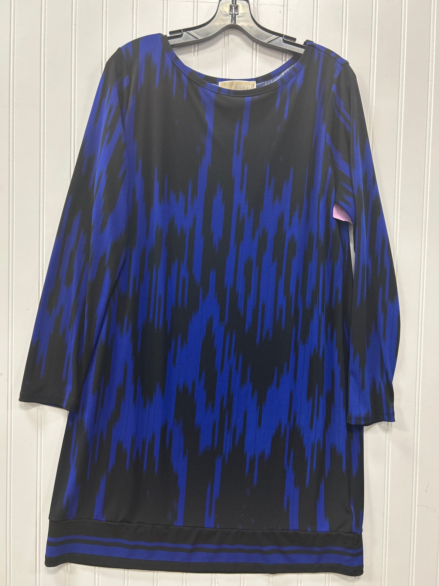 Dress Casual Midi By Michael By Michael Kors In Black & Blue, Size:Xl