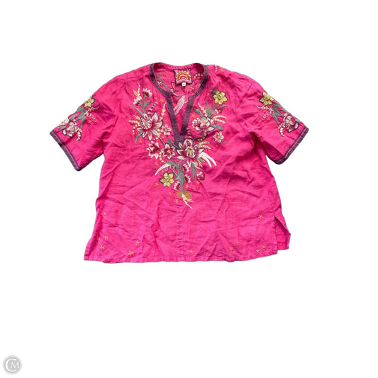 Top Short Sleeve By Johnny Was In Pink, Size: L
