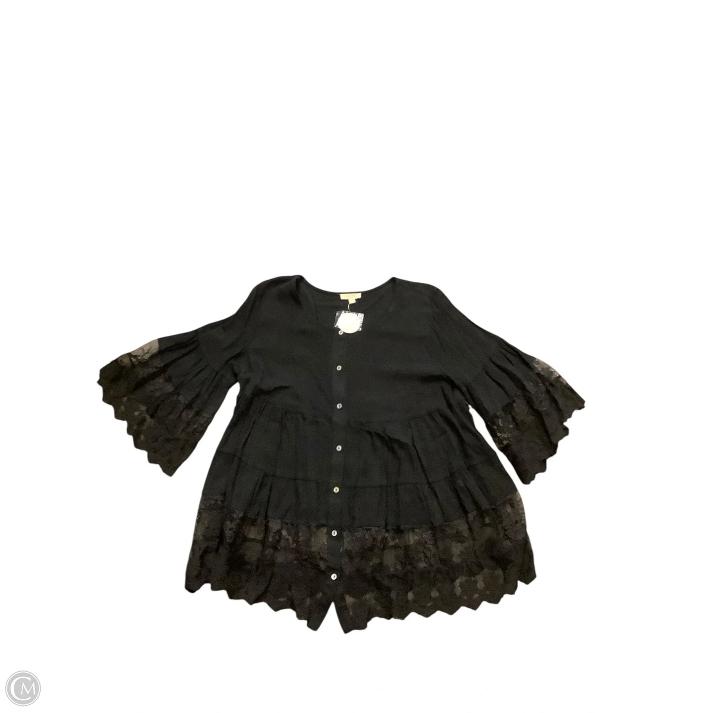 Top 3/4 Sleeve By Oddi In Black, Size: M
