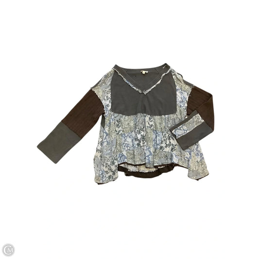 Top Long Sleeve By Pol In Grey, Size: S