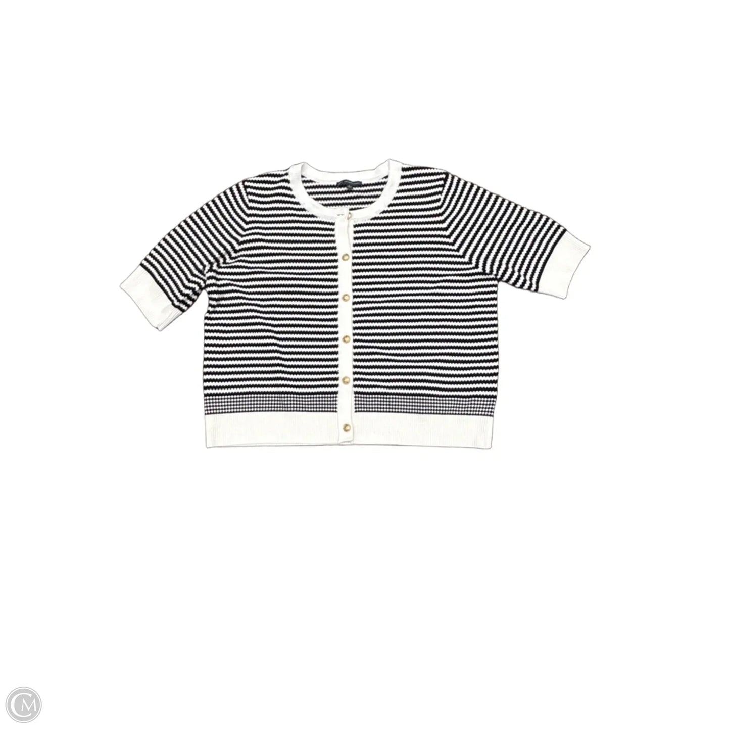 Sweater Short Sleeve By Adrianna Papell In Striped Pattern, Size: Xl